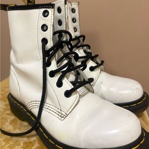 Dr. Martens White and Black Combat Boots